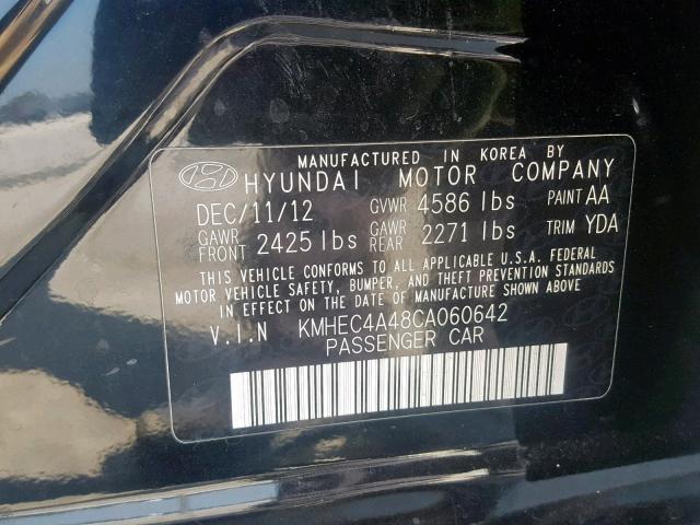 KMHEC4A48CA060642 - 2012 HYUNDAI SONATA HYB BLACK photo 10