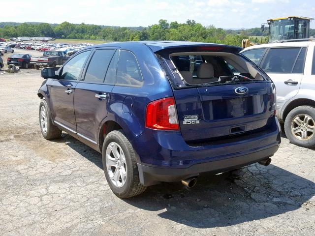 2FMDK4JC1BBA41665 - 2011 FORD EDGE SEL BLUE photo 3