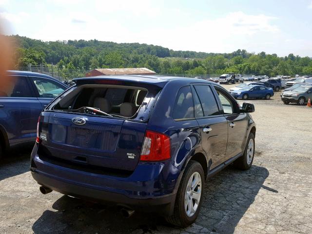 2FMDK4JC1BBA41665 - 2011 FORD EDGE SEL BLUE photo 4