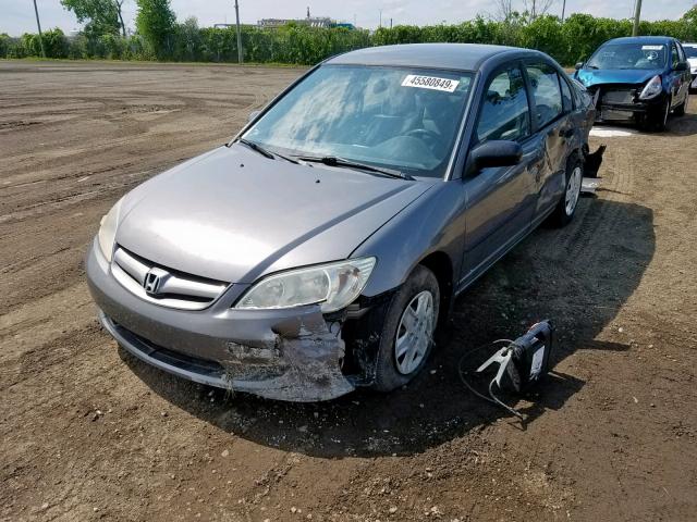 2HGES15155H029277 - 2005 HONDA CIVIC DX GRAY photo 2