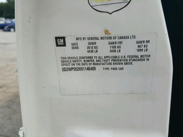 2G2WP552X61146405 - 2006 PONTIAC GRAND PRIX Ақ фото 10