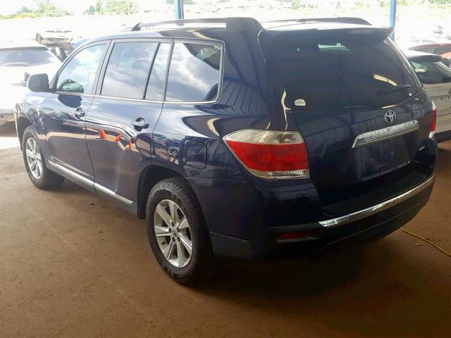 5TDBK3EH9BS067456 - 2011 TOYOTA HIGHLANDER BLUE photo 3