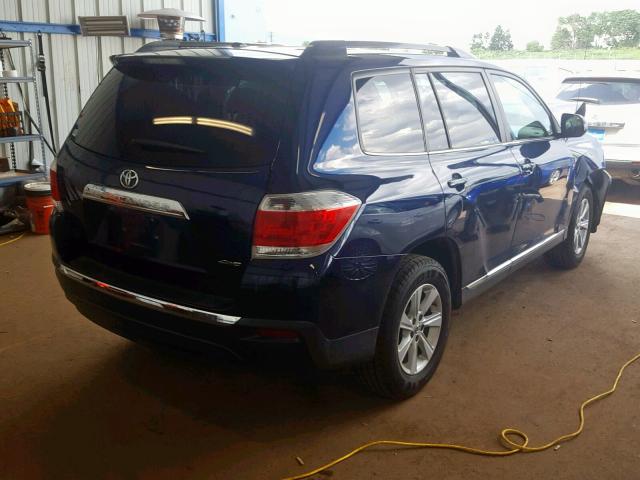 5TDBK3EH9BS067456 - 2011 TOYOTA HIGHLANDER BLUE photo 4