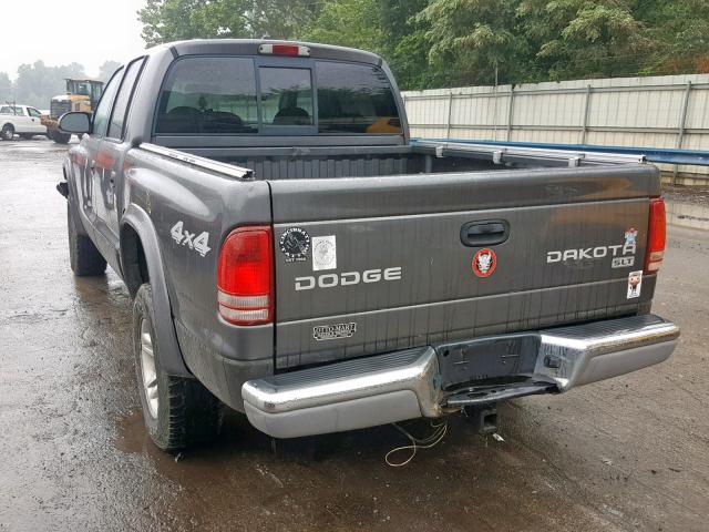 1D7HG48N04S654406 - 2004 DODGE DAKOTA QUA GRAY photo 3