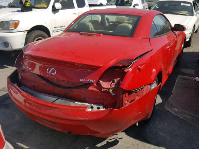 JTHFN48Y950063925 - 2005 LEXUS SC 430 RED photo 4