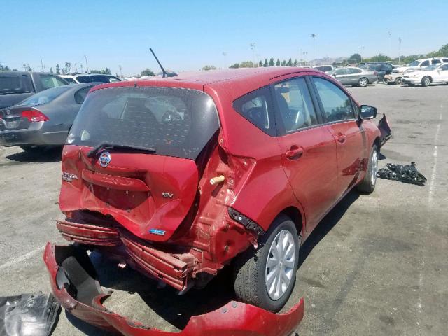 3N1CE2CP0FL436137 - 2015 NISSAN VERSA NOTE RED photo 4