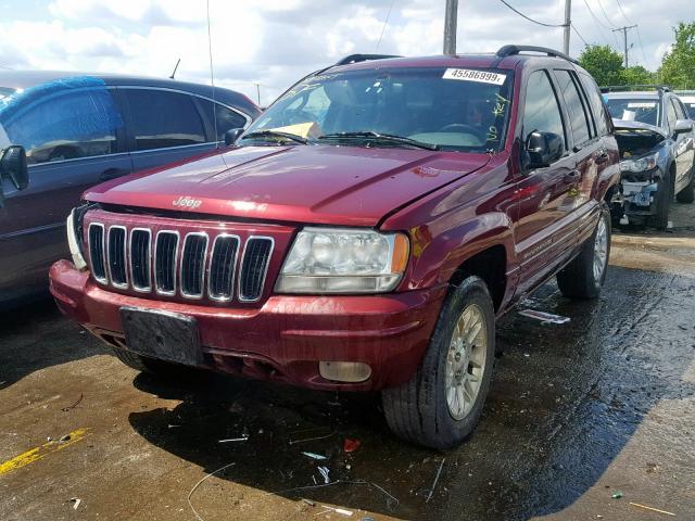 1J4GW58JX2C230728 - 2002 JEEP GRAND CHER BURGUNDY photo 2