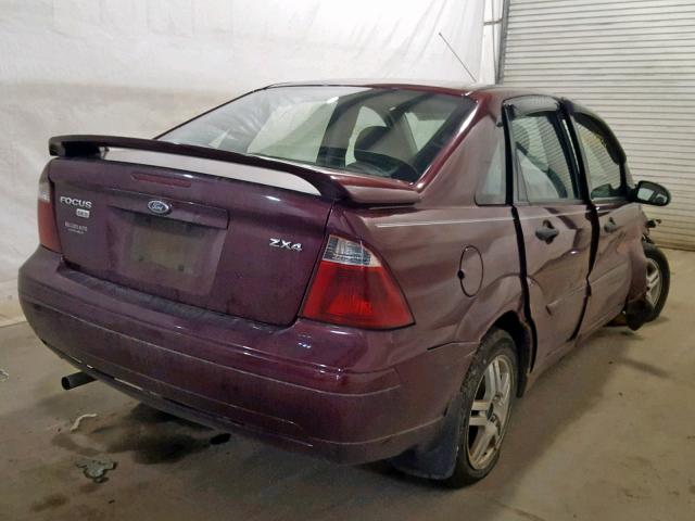 1FAFP34N86W124493 - 2006 FORD FOCUS ZX4 MAROON photo 4