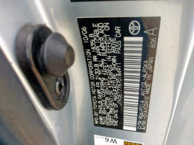 JTKDE177670184911 - 2007 TOYOTA SCION TC ლურჯი ფოტო 10