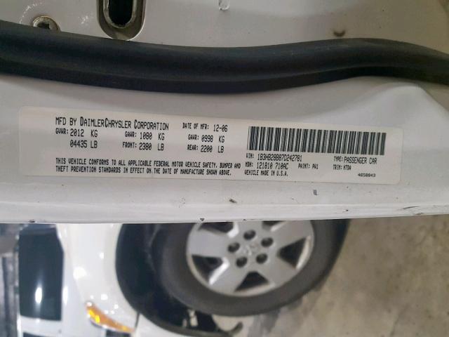 1B3HB28B87D242781 - 2007 DODGE CALIBER WHITE photo 10