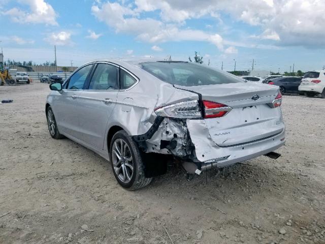 3FA6P0CD2KR139172 - 2019 FORD FUSION SEL WHITE photo 3