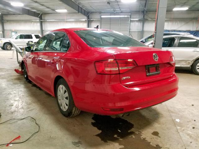 3VW2K7AJ5FM403025 - 2015 VOLKSWAGEN JETTA BASE RED photo 3