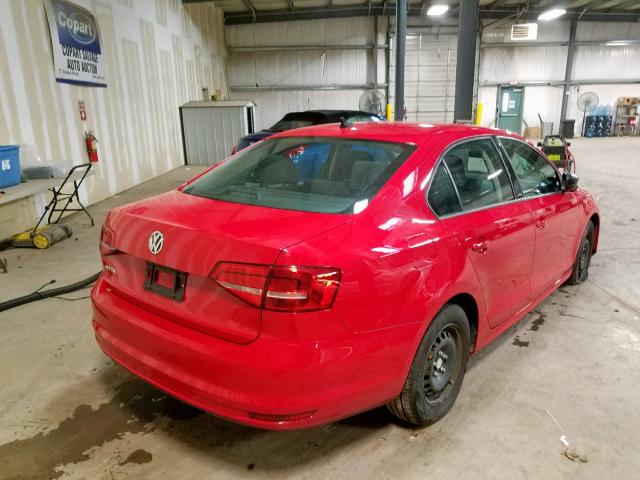 3VW2K7AJ5FM403025 - 2015 VOLKSWAGEN JETTA BASE RED photo 4