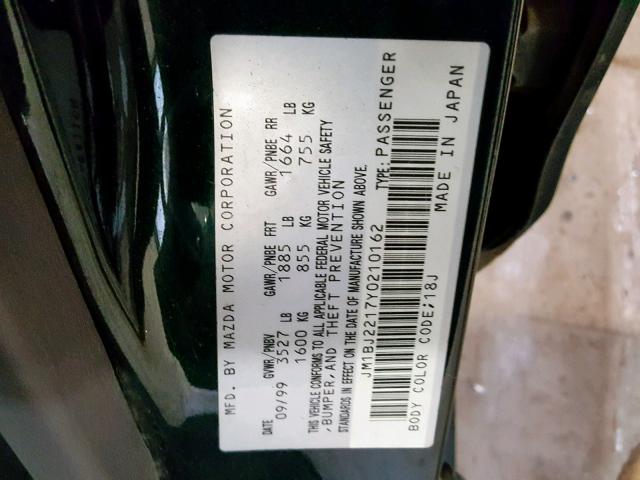 JM1BJ2217Y0210162 - 2000 MAZDA PROTEGE ES 绿色 照片 10