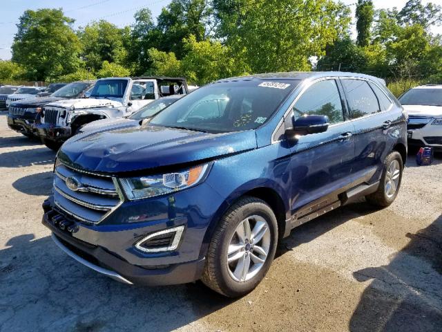 2FMPK4J88HBB08196 - 2017 FORD EDGE SEL BLUE photo 2