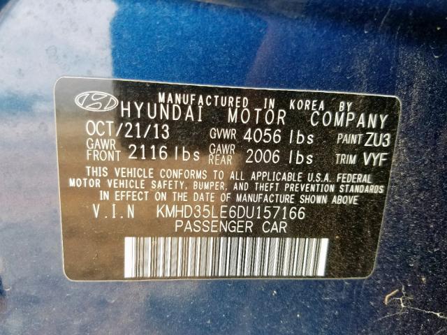 KMHD35LE6DU157166 - 2013 HYUNDAI ELANTRA GT BLUE photo 10