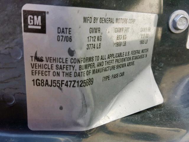 1G8AJ55F47Z125689 - 2007 SATURN ION LEVEL WHITE photo 10