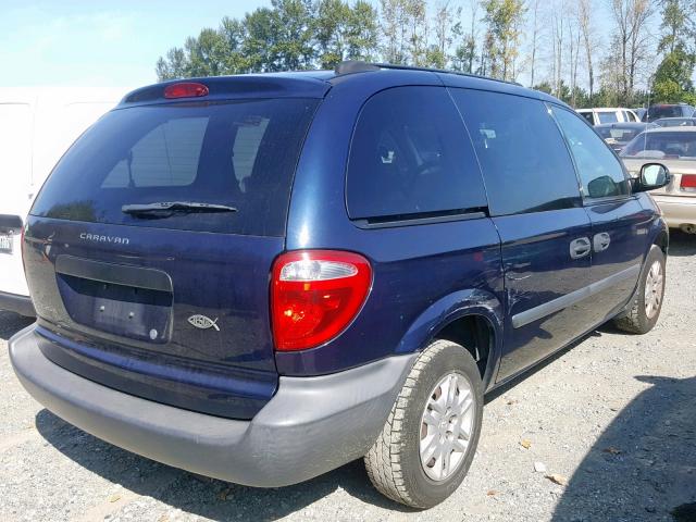 1D4GP25R35B186421 - 2005 DODGE CARAVAN SE BLUE photo 4