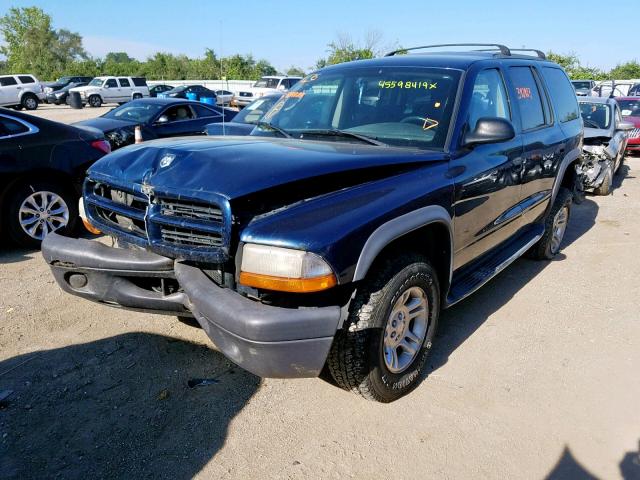 1D4HS38N23F584128 - 2003 DODGE DURANGO SP BLUE photo 2