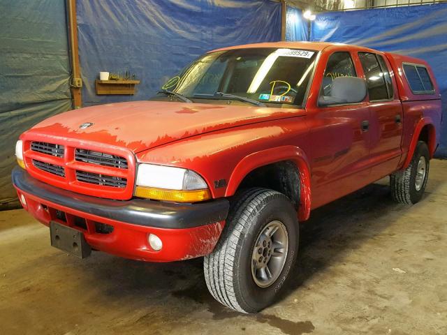 1B7HG2AZXYS604744 - 2000 DODGE DAKOTA QUA RED photo 2