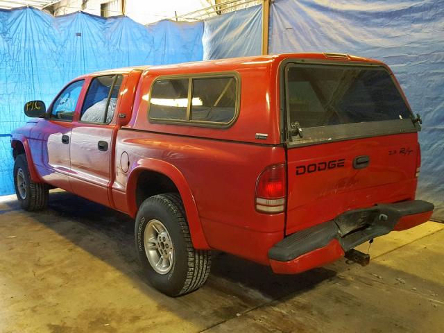 1B7HG2AZXYS604744 - 2000 DODGE DAKOTA QUA RED photo 3