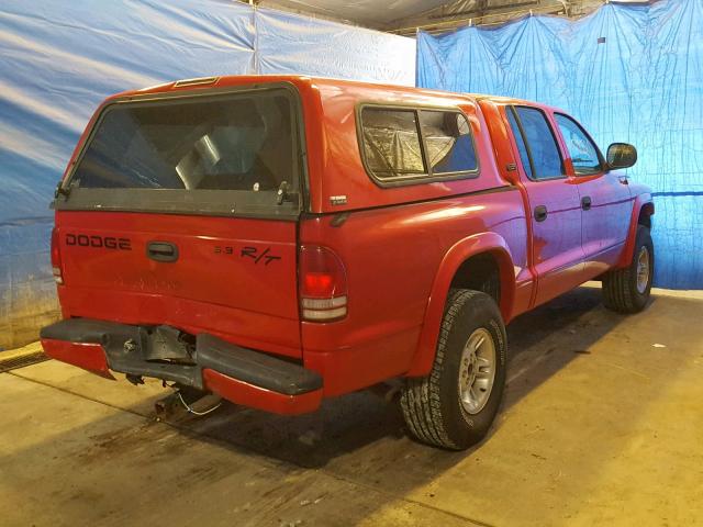 1B7HG2AZXYS604744 - 2000 DODGE DAKOTA QUA RED photo 4