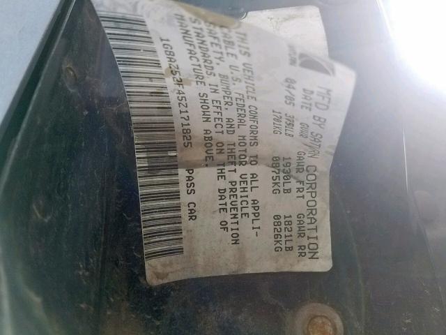 1G8AZ52F45Z171825 - 2005 SATURN ION LEVEL GRAY photo 10