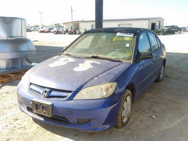 2HGES16464H578669 - 2004 HONDA CIVIC DX BLUE photo 2