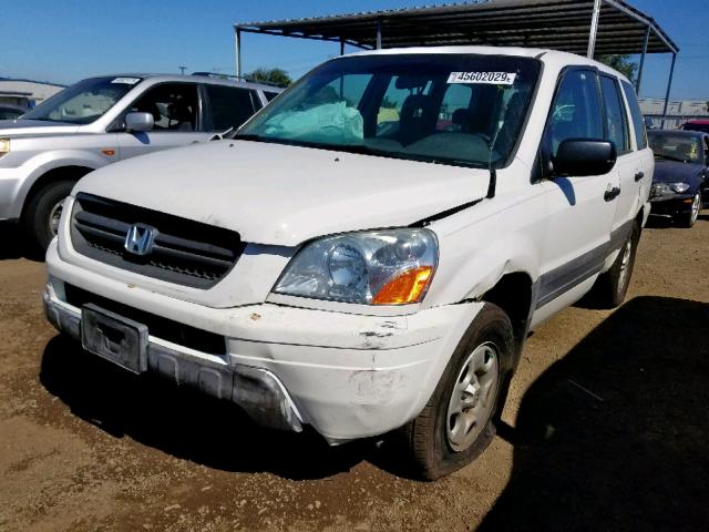 2HKYF18144H532137 - 2004 HONDA PILOT LX WHITE photo 2