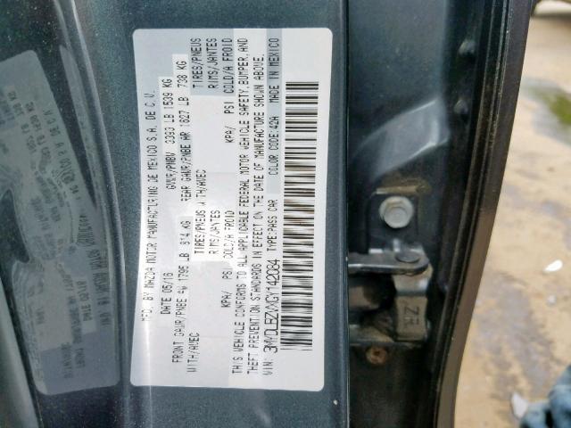 3MYDLBZVXGY142084 - 2016 TOYOTA SCION IA GRAY photo 10