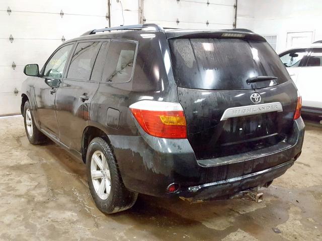 5TDZK3EH7AS001565 - 2010 TOYOTA HIGHLANDER BLACK photo 3