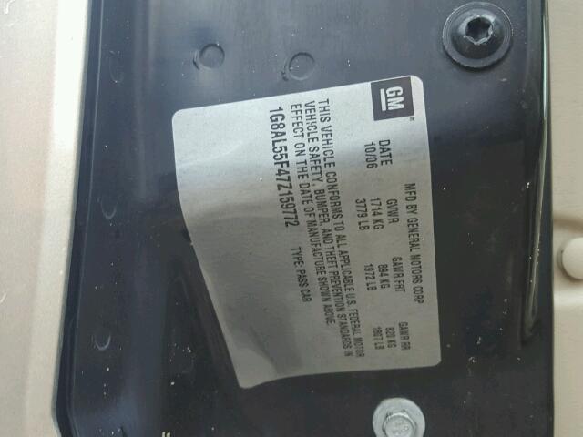 1G8AL55F47Z159772 - 2007 SATURN ION LEVEL GOLD photo 10