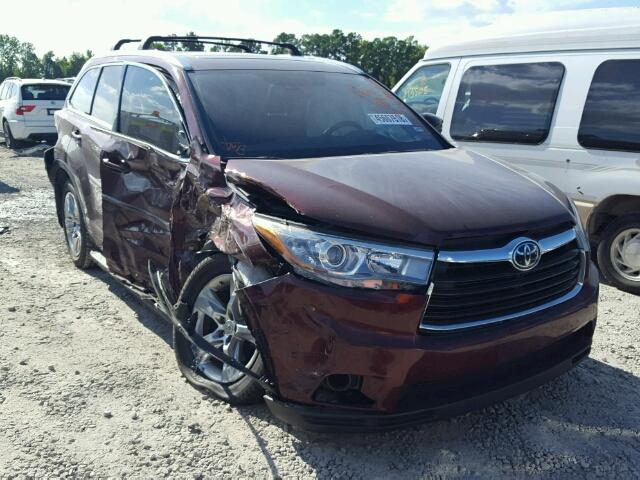 5TDYKRFH9FS089863 - 2015 TOYOTA HIGHLANDER BURGUNDY photo 1