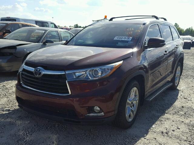 5TDYKRFH9FS089863 - 2015 TOYOTA HIGHLANDER BURGUNDY photo 2