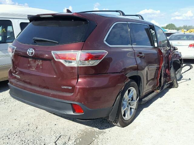 5TDYKRFH9FS089863 - 2015 TOYOTA HIGHLANDER BURGUNDY photo 4