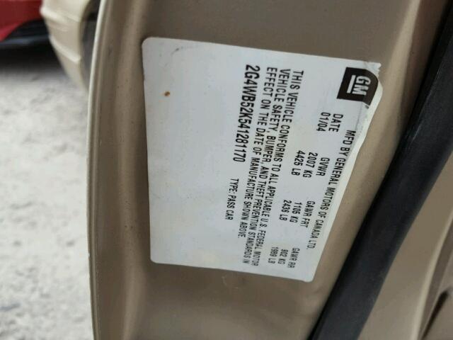 2G4WB52K541281170 - 2004 BUICK REGAL LS TAN photo 10