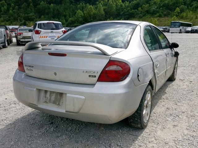 1B3ES56C95D256993 - 2005 DODGE NEON SXT SILVER photo 4