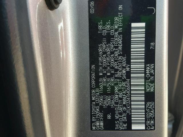 JTLKT334764068494 - 2006 TOYOTA SCION XB Күміс фото 10