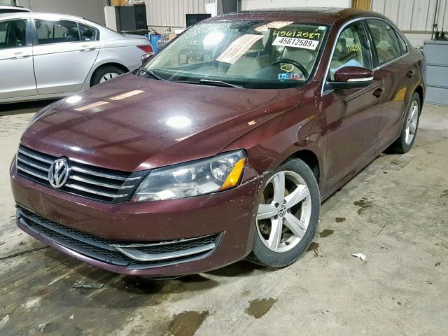 1VWBP7A32CC093111 - 2012 VOLKSWAGEN PASSAT SE MAROON photo 2