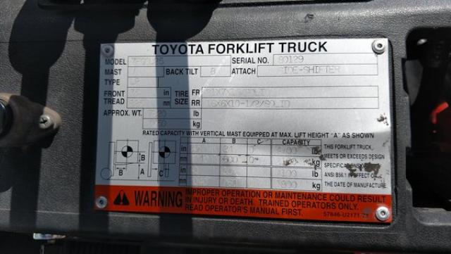 7FGCU2580129 - 2003 TOYOTA FORKLIFT UNKNOWN - NOT OK FOR INV. photo 10