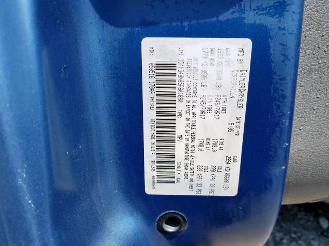 1D4HB48N85F601880 - 2005 DODGE DURANGO SL BLUE photo 10