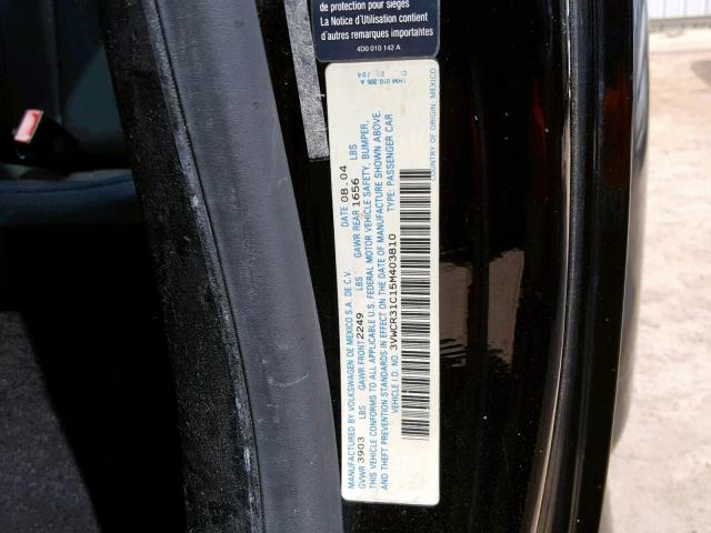 3VWCR31C15M403810 - 2005 VOLKSWAGEN NEW BEETLE შავი ფოტო 10