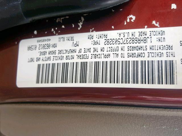 1J8HR68237C503282 - 2007 JEEP GRAND CHER MAROON photo 10