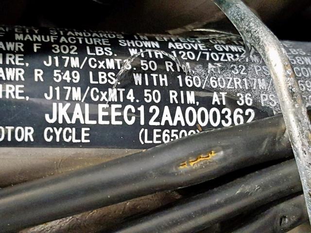 JKALEEC12AA000362 - 2010 KAWASAKI LE650 C BLACK photo 20