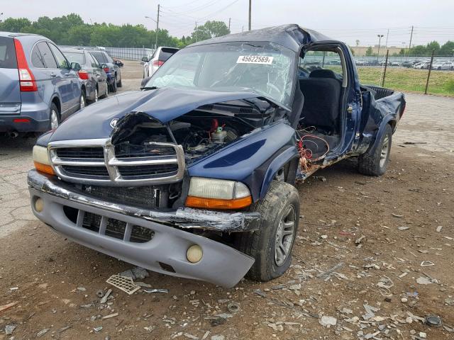 1B7HL48N52S622702 - 2002 DODGE DAKOTA QUA BLUE photo 2