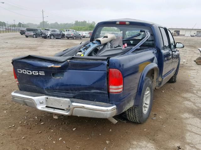 1B7HL48N52S622702 - 2002 DODGE DAKOTA QUA BLUE photo 4