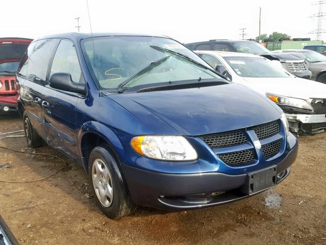 1B4GP25B52B687240 - 2002 DODGE CARAVAN SE BLUE photo 1