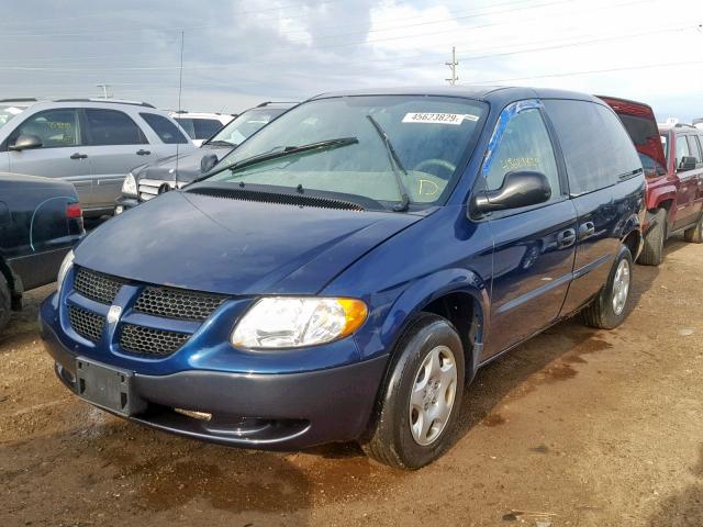 1B4GP25B52B687240 - 2002 DODGE CARAVAN SE BLUE photo 2