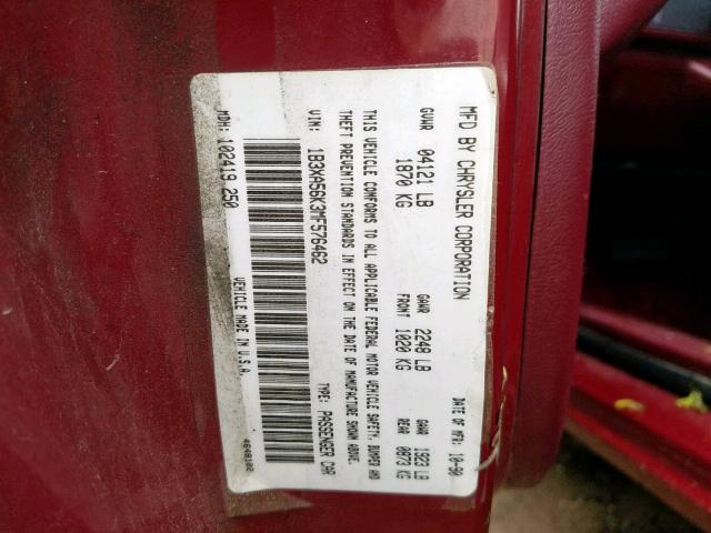 1B3XA56K3MF576462 - 1991 DODGE SPIRIT LE MAROON photo 10