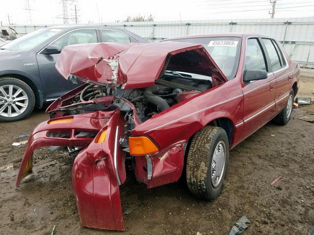 1B3XA56K3MF576462 - 1991 DODGE SPIRIT LE MAROON photo 2